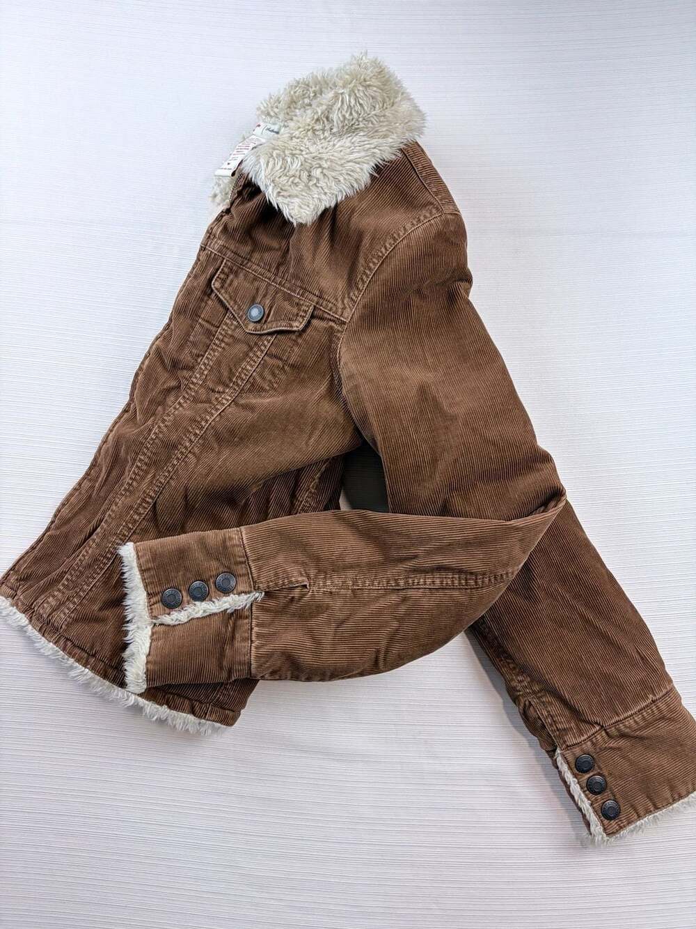 Abercrombie & Fitch Brown Corduroy Faux Sherpa Lined Jacket Women's Medium - Picture 8 of 8
